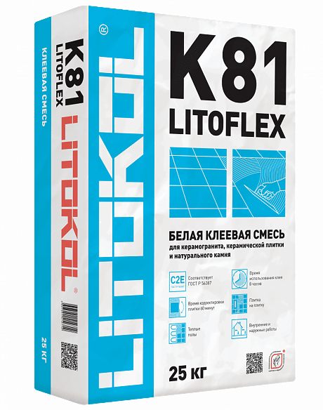 K81 LITOFLEX белый Клей для плитки (С2 Е) LITOKOL, 25 кг
