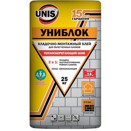 Клей для ячеистого бетона ЮНИС Униблок 25кг