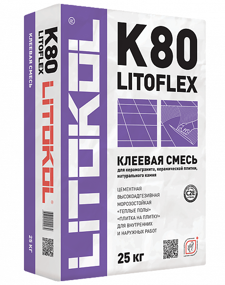 K80 LITOFLEX Клей для плитки (С2 Е) LITOKOL, 25 кг